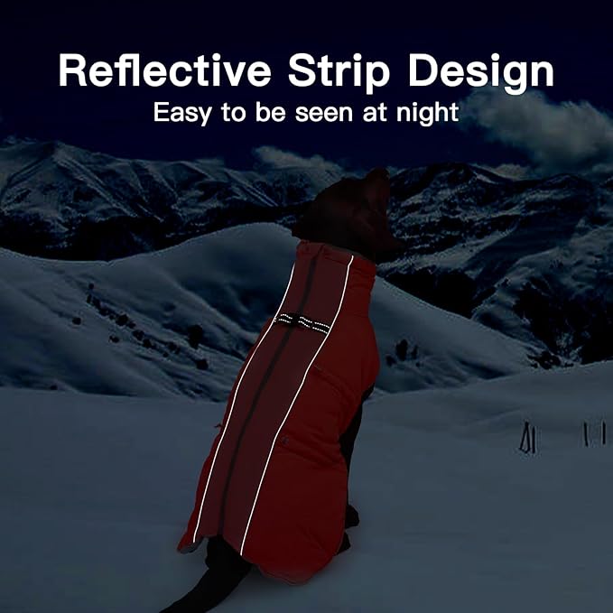 Dog Coat - XS, Warm Zip Up Snowsuit Dog Harness Vest, Reflective Water-Resistant, Red
