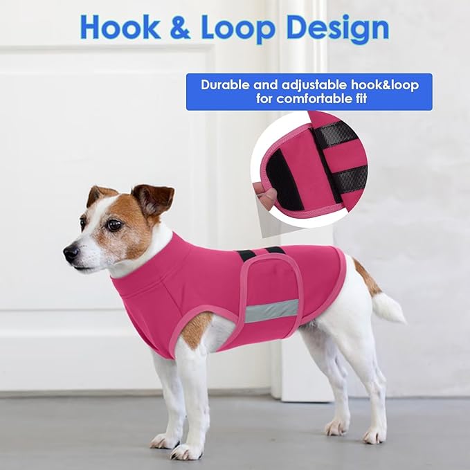 MIGOHI Dog Anxiety Relief Coat,Comfort Anxiety Vest for Dogs,Adjustable Anxiety Calming Wrap for Fireworks,Thunderstorms,Travel, Separation, Dog Anxiety Jacket for Small Dogs,L,Rosered