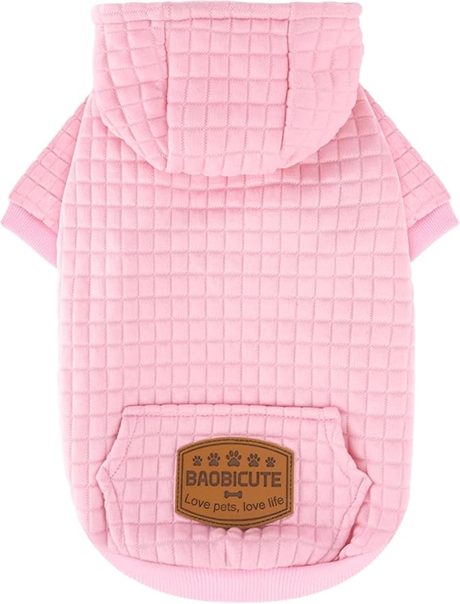 2 Pack Dog Hoodie Sweaters for Small Medium Dogs Warm Dog Clothes for Large Dogs Soft Waffle-Like Laminated Sweatshirt Bulldog (Pink, S (Back: 11.5",Chest: 15.5", Neck: 10"))