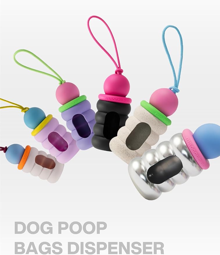 Dog Waste Bag Dispenser Pet Poop Bags Holder for Leash Lightweight Doggie Waste Bags Dispensers with Leash Attachment Includes 15 Bags(pink fuzz)