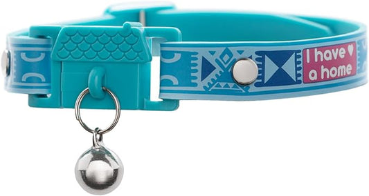New Kittyrama -I Have A Home- Cat Collar with Bell. Breakaway, Quick Release, Hypoallergenic, Vet Approved. Lightweight Kitten Collar. As Seen in Vogue. Soft & Comfy. River