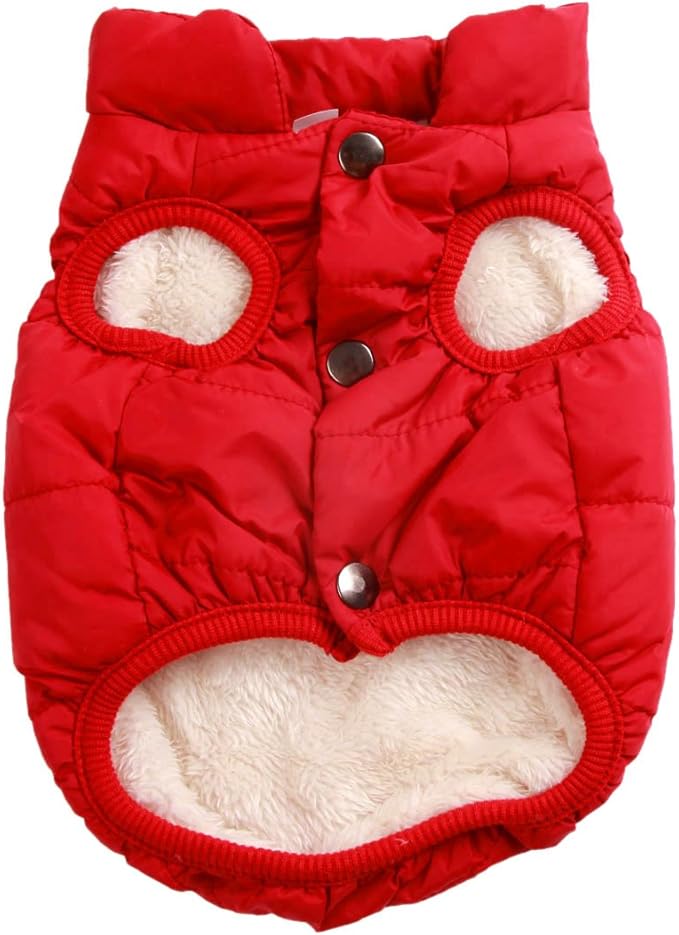 Warm Fleece Dog Jacket for Small Dogs,Puppy Coat for Winter Cold Weather,Red XSmall