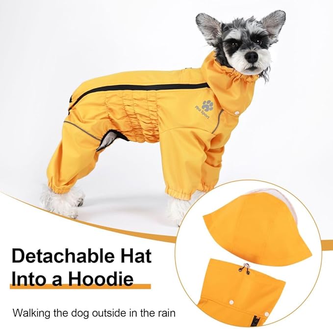 PINA Lightweight Waterproof Dog Rain Jacket with Hood - Full Wrap Design for Full Protection