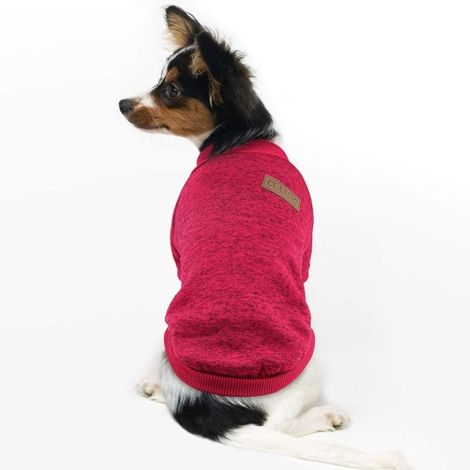 Idepet Pet Dog Classic Knitwear Sweater, Fleece Coat for Small,Medium Dog,Warm Pet Dog Cat ClothesPuppy Customes (XS, WineRed)