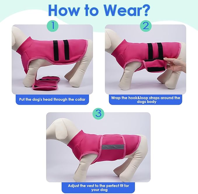 MIGOHI Dog Anxiety Relief Coat,Comfort Anxiety Vest for Dogs,Adjustable Anxiety Calming Wrap for Fireworks,Thunderstorms,Travel, Separation, Dog Anxiety Jacket for Small Dogs,XL,Rosered