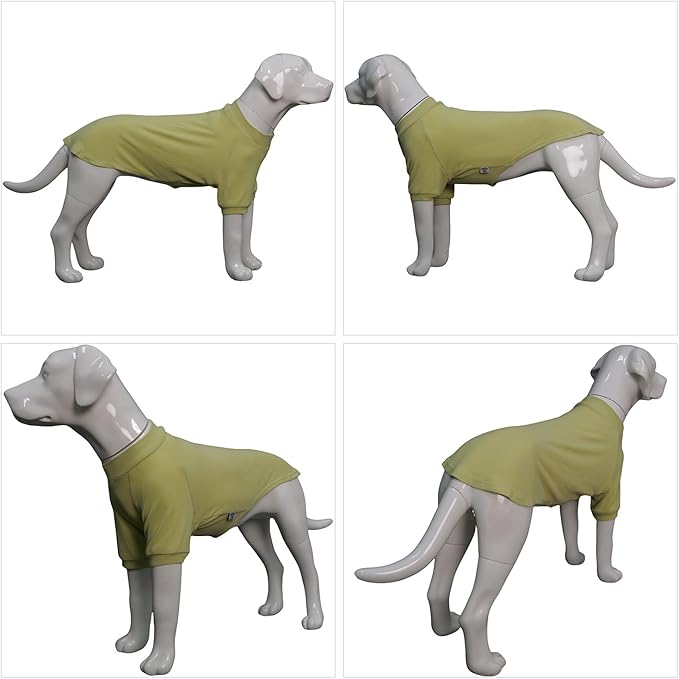 Lovelonglong Ribbed Dog T-Shirt Cotton Knitted Dog Sweaters for All Season Pet T-Shirts for Large Medium Small Dogs Chartreuse XL
