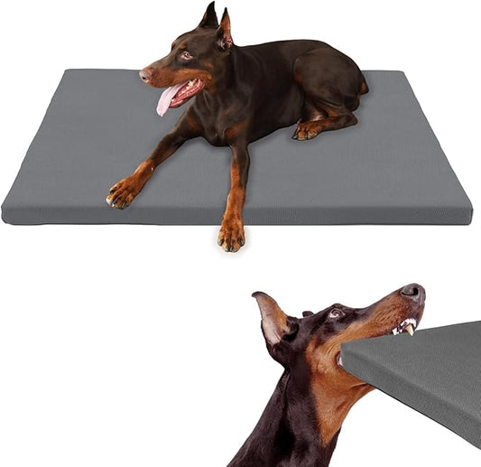 Durable Outdoor Waterproof Dog Bed up to 130 lbs XXXL Large Dogs Chew Resistance Dog Crate Mat Washable Cover