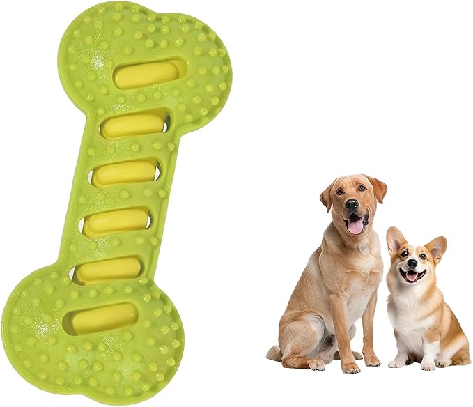 Dog Toy TPR Teeth Grinding Bone Anti Bite Interactive Training Dog Toy Bite Dog Bone Dog Soothing Tool (Green)