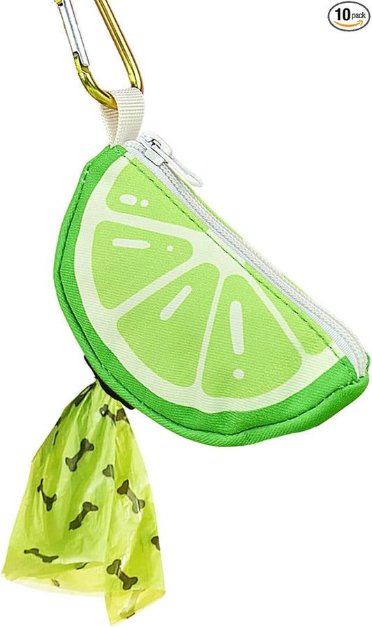 Dogs Poop Bags Holder Leash attachment with Carabiner Thin Potty Bag Carrier Dispenser,Lime,Medium