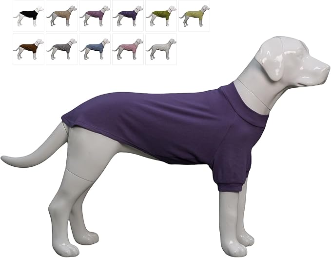 Lovelonglong Ribbed Dog T-Shirt Cotton Knitted Dog Sweaters for All Season Pet T-Shirts for Large Medium Small Dogs Purple M