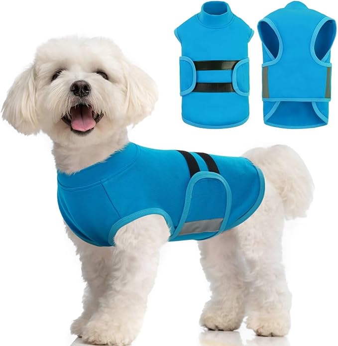 MIGOHI Dog Anxiety Relief Coat,Comfort Anxiety Vest for Dogs,Adjustable Dog Anxiety Calming Wrap for Fireworks,Thunderstorm,Travel,Separation,Anxiety Jacket for Medium Dogs,M,Blue