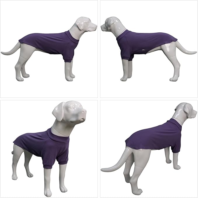 Lovelonglong Ribbed Dog T-Shirt Cotton Knitted Dog Sweaters for All Season Pet T-Shirts for Large Medium Small Dogs Purple L