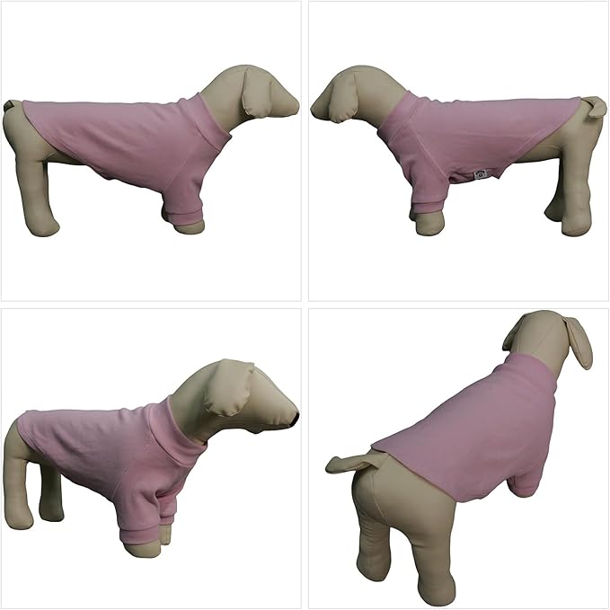 Lovelonglong Ribbed Dog T-Shirt Cotton Knitted Dog Sweaters for All Season Pet T-Shirts for Large Medium Small Dogs Light Pink M
