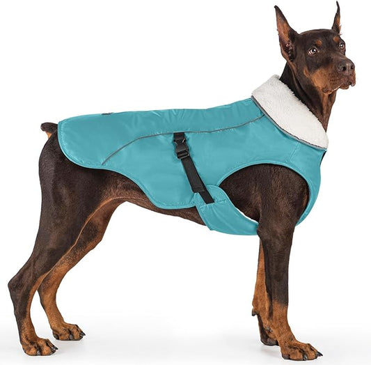 EMUST Dog Jacket Winter, Cozy Windproof Pet Jacket for Cold Weather, Solid Color Dog Vests for Winter for Medium Dogs, Turquoise, M