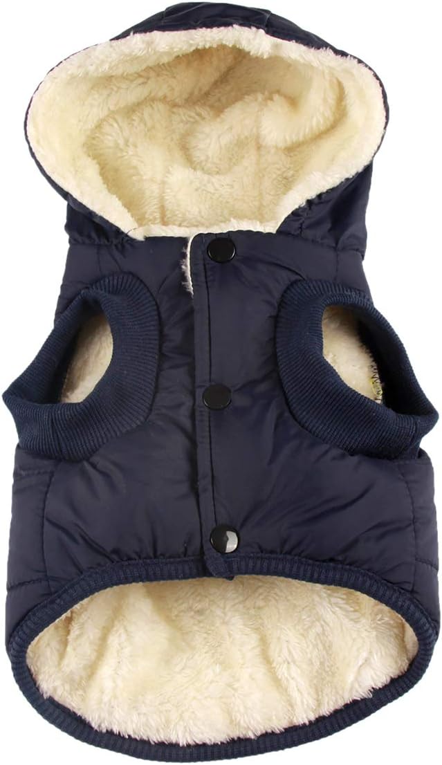 Fleece Lining Extra Warm Dog Hoodie in Winter for Large Dogs Jacket Pet Coats with Hooded,Blue XL