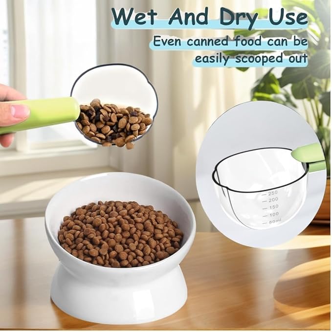 Dog Food Scoop 1 Cup,Pet Food Measuring Cup with Long Handle, Food-Grade Feeding Scoop for Dogs, Cats and Rabbits, Easily Clean Safe and Reliable