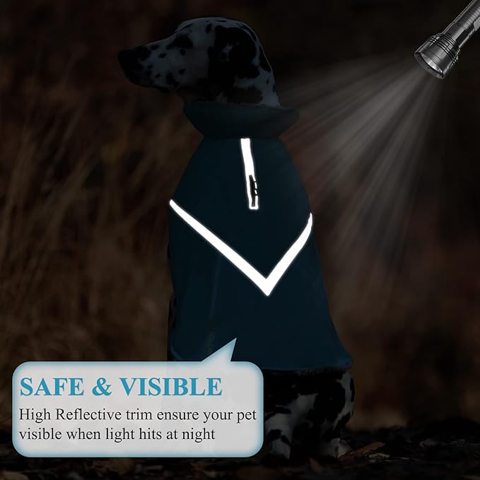 VIVAGLORY Snowrap Dog Coat, Jacket with Harness Hole & Velcro Closure, Dog Coat for Winter & Cold Weather, Fluffy Warm Fleece Lined Reflective Water Resistant for Puppy, M, Turquoise
