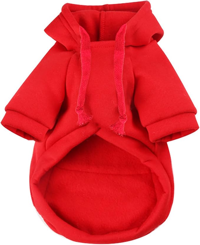 Jecikelon Winter Dog Hoodie Sweatshirts with Pockets Warm Clothes for Small Dogs Chihuahua Coat Puppy Custume Clothing (XX-Small, Y02-Red)