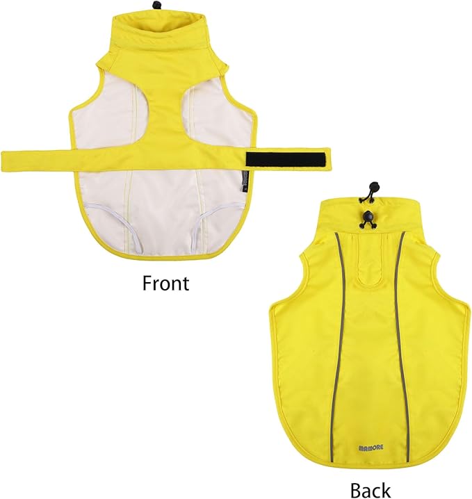 Waterproof Dog Raincoat, Adjustable Lightweight Dog Rain Jacket with Reflective Strip Leash Hole for Small Medium Large Dogs (Yellow, 3X-Large(77-94lb))