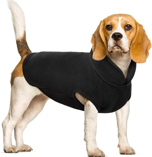 FUAMEY Dog Fleece Vest for Large Dogs,Warm Stretchy Dog Sweatshirts Pullover with Leash Hole Dogs Sweater Soft Pet Turtleneck Cozy Pet Vest Lightweight Sleeveless Black XXL
