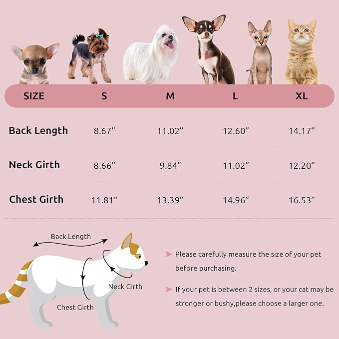ASENKU Cat Sweater Soft Warm Puppy Clothes Knitwear for Kittens & Small Dogs, Thick Knitted Sweater for Sphynx Hairless Cats Teacup Chihuahua and Extra Small Dogs (Pink, S)