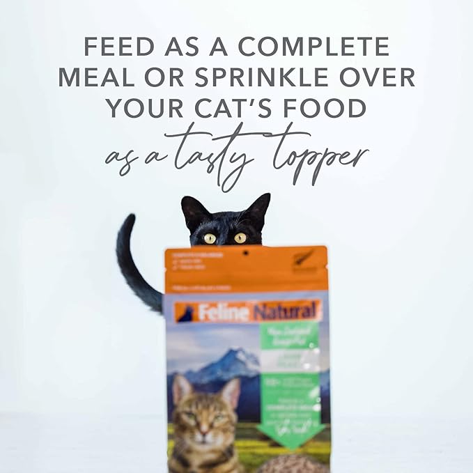 Feline Natural High Protein Dry Cat Food, Freeze-Dried Diet with 98% Meat, Organs & Seafood, No Peas, Grains, or Artificial Additives, Made in New Zealand, Beef, 11oz