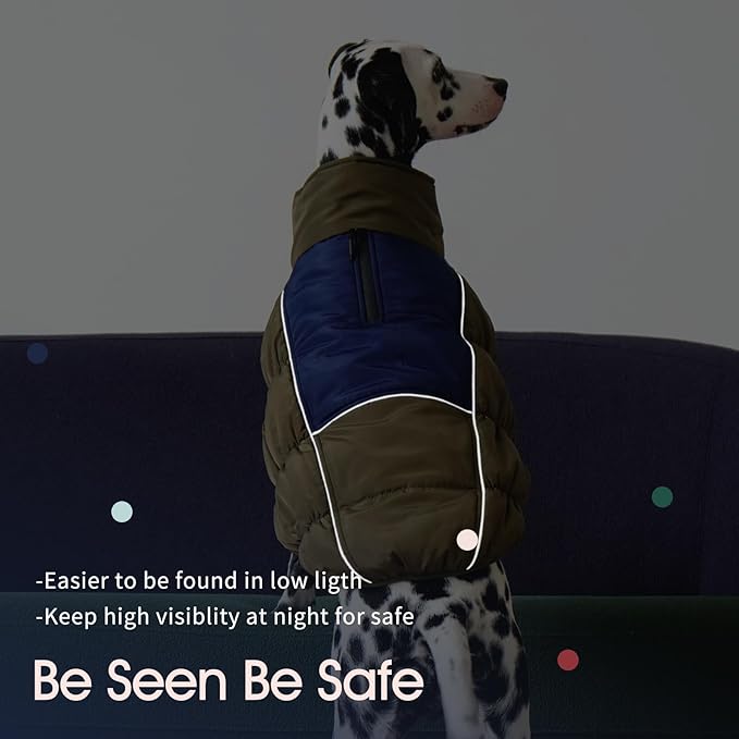 IECOii Medium Dog Coat - Waterproof, Fleece Lined, Reflective, Warm Winter Jacket