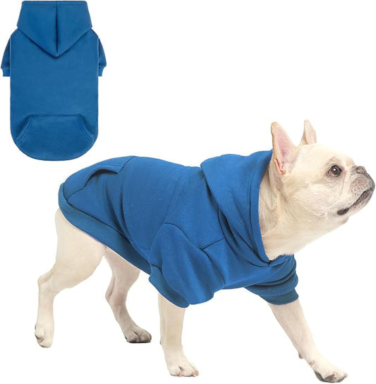 SCENEREAL Dog Hoodie Sweaters for Small Medium Large Size Dogs, Fleece Dog Sweatshirt with Hat and Pocket,Soft Cold Winter All Weather Dog Clothes for S to XL Sized Dogs, Blue M