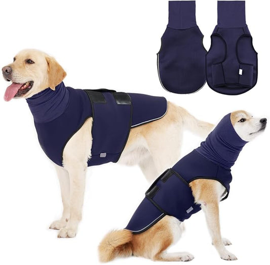 Dog Anxiety Vest,Pet Calming Hoodie Breathable Dog Anti-Anxiety Jacket for Thunder Fireworks and Separation,Blue XL