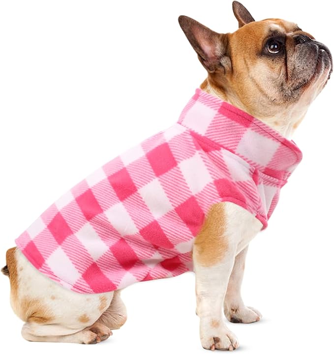 KAMA BRIDAL 3 Pack Dog Coat - Spring, Autumn, Winter - Fleece Vest for Cats & Dogs - Small & Medium - Blue & Black Plaid, Red, Pink, Purple Plaid (XS)