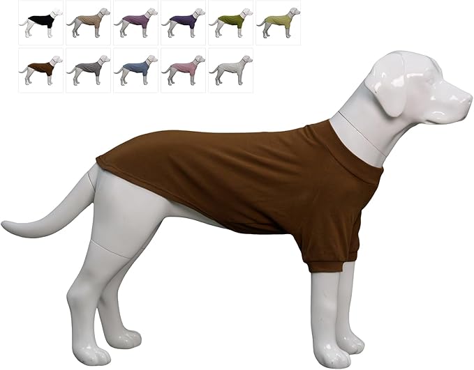 Lovelonglong Ribbed Dog T-Shirt Cotton Knitted Dog Sweaters for All Season Pet T-Shirts for Large Medium Small Dogs Coffee XS