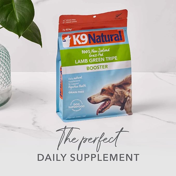 K9 Natural Freeze Dried Dog Food Topper with Verified Ingredients, Organ Meat Blend for Digestive Support, Human-Grade Freeze Dried Puppy Food & Dog Topping, Lamb Green Tripe, 7oz