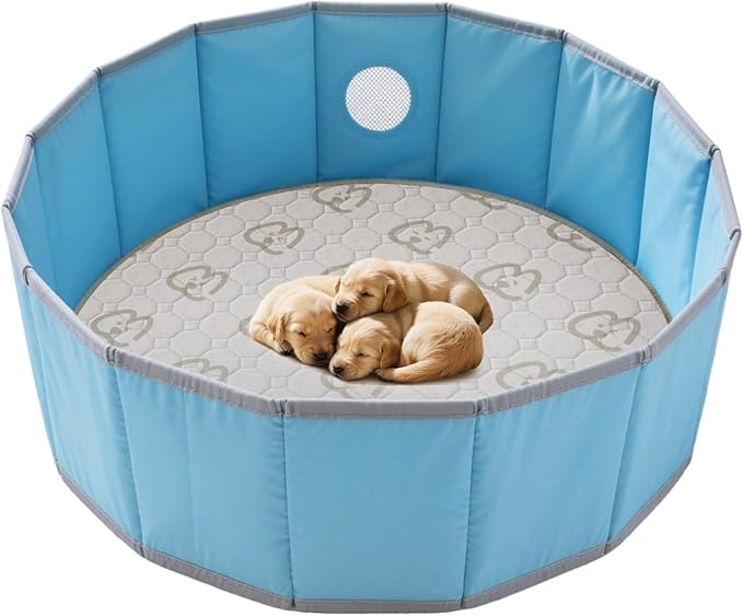 FXW Washable Pee Pads for Dogs, Puppy Pads with Super Absorbent, Specifically Designed for Whelping Box, 39" Round, Khaki, 1 Pack