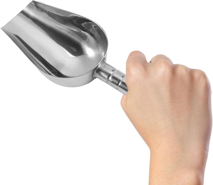POPETPOP Dog Food Scoop: Stainless Steel Feed Scooper for Pet Dog Cat Dry Food- Multipurpose Metal Scoop for Ice Cookie Flour (1 1/2 Cup, 8.77 Inch)