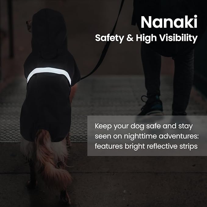 Nanaki Rain Poncho for Large Dogs with Leash Hole, Reflective Adjustable Pet Rain Vest for Rainny Snow Foggy Days,Windproof Waterproof Dog Coat Jacket for Outdoor Hiking Walking Hunting Black 3XL