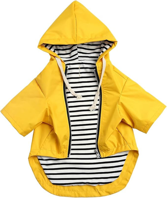 Dog Raincoat rain Jacket Raincoat Dogs Waterproof Small Medium Breeds Zip Closure Storage Pocket Harness Hole Yellow L