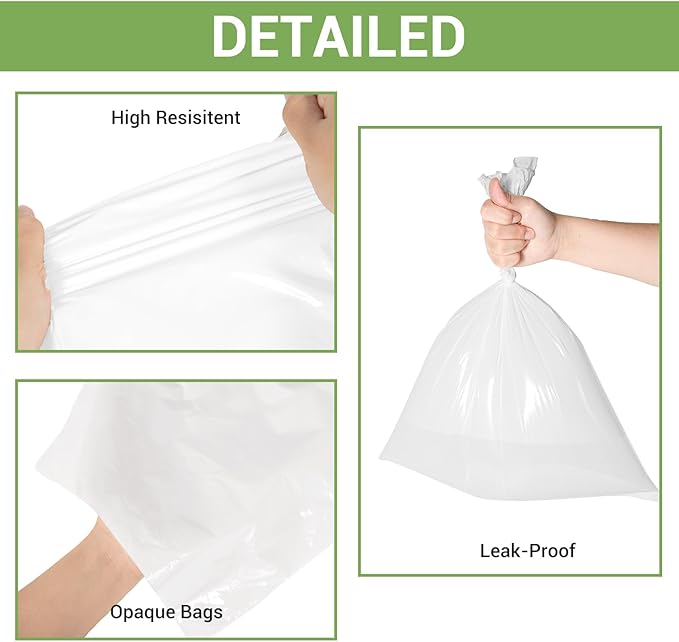 Odor-Sealing Dog Poop Bags, L/90-Count Leakproof & Durable Dog Waste Bags, Block Smells, Unscented (Color:White)