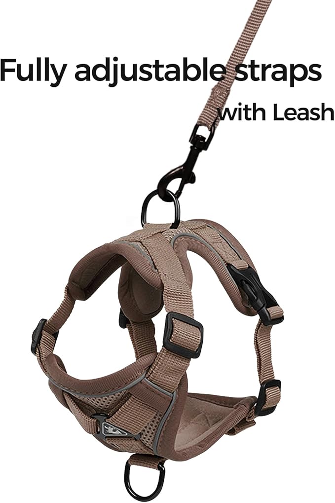Cat Harness and Leash Set Escape Proof Tactical Large Kitten Harness Emotional Support Cat Vest, Brown, XXL