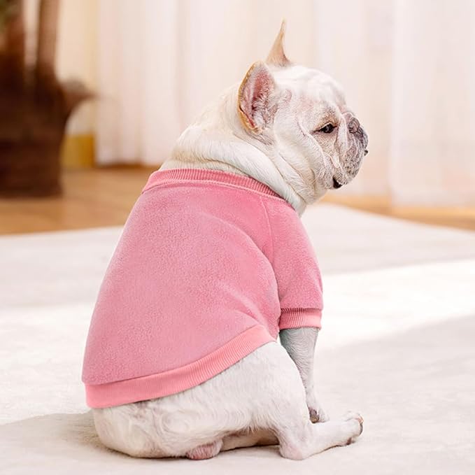 Idepet Dog Fleece Sweater, Small Dogs Shirt Pullover Sweatshirt Pet Dog Clothes Soft Puppy Sweater Warm Winter Shirt Classic Cat Apparel for Small Dogs and Cats (X-Small, Pink)