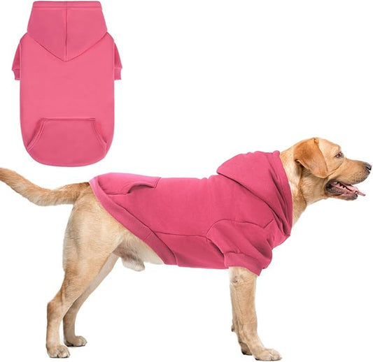 SCENEREAL Dog Hoodie Sweaters for Small Medium Large Size Dogs, Fleece Dog Sweatshirt with Hat and Pocket,Soft Cold Winter All Weather Dog Clothes for S to XL Sized Dogs, Pink XL