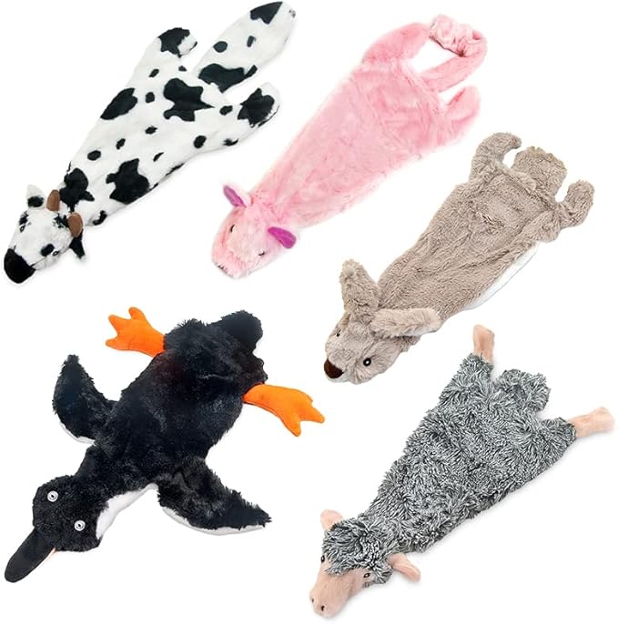 Best Pet Supplies Squeaky Dog Toys with Soft Durable Fabric for Small, Medium and Large Pets Interactive Toy for Indoor Play, Supports Active Biting and Play - Large (Hare, Sheep, Cow, Pig, Penguin)