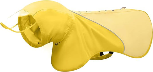 Slip-On Dog Rain Poncho, Quick&Easy to Wear Dog Raincoat, Unrestricted, Super Lightweight&Waterproof Rain Jacket for All Breeds, Adjustable and Reflective (Yellow, 2XL)