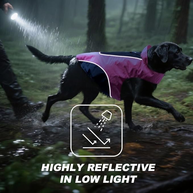 TSPRO Premium Dog Raincoat, Waterproof for Small & Medium Dogs, Reflective for Daily Walks/Outdoor Trips, Easy-Adjust Hook & Loop, Leash Hole (Red/Black, M)