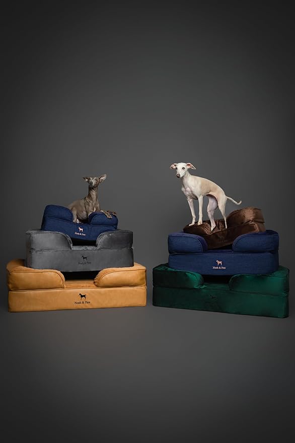 NOAH & PAW XL Dog Bed, 45x35x11 Inch, Orthopedic Large Dog Beds, Eggshell Memory Foam Infused with Cooling Gel, Inner Cover, Waterproof, Machine Washable (Faux Leather Sofa Collection)