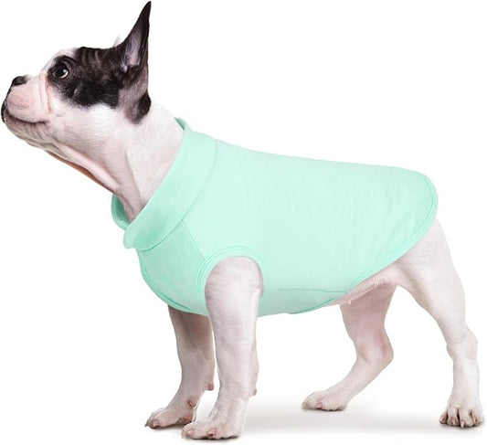 FUAMEY Dog Fleece Vest for Small Dogs,Warm Stretchy Dog Sweatshirts Pullover with Leash Hole Dogs Sweater Soft Pet Turtleneck Cozy Pet Vest Lightweight Sleeveless Blue S