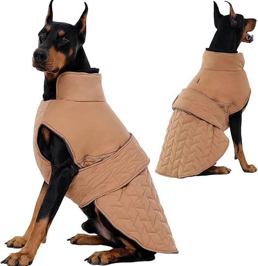 Upgraded Classic Quilted High-Loft Dog Winter Coat, Waterproof Outdoor Coats for Small Dogs, Lightweight & Thick Puppy Jacket with Leash Hole, 2-Layer Pet Vest Jackets for Dachshund Boston(Khaki, S)