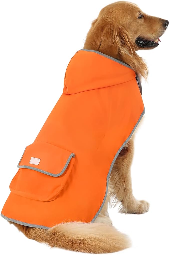 HDE Reversible Dog Raincoat Hooded Slicker Poncho Rain Coat Jacket for Small Medium Large Dogs Camo Orange - XL