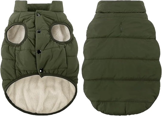 ASENKU Windproof Dog Winter Coat Waterproof Fleece Jacket Cold Weather Pet Apparel for Small Medium Large Dogs (ArmyGreen, 3XL)