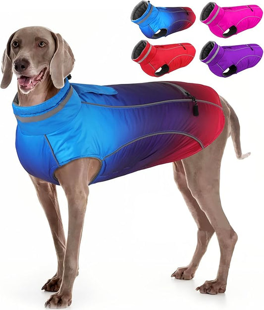 Doglay Dog Winter Coat, Waterproof Dog Jacket with Pocket, Reflective Turtleneck Pet Winter Jackets, Warm Puppy Snow Jacket for Small Medium Large Dogs
