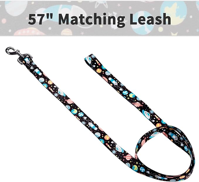 Ihoming Dog Collar and Leash Set for Daily Outdoor Walking Running Training, Space Design for Large Boys Girls Dogs Cats Pets, L-Up to 80LBS